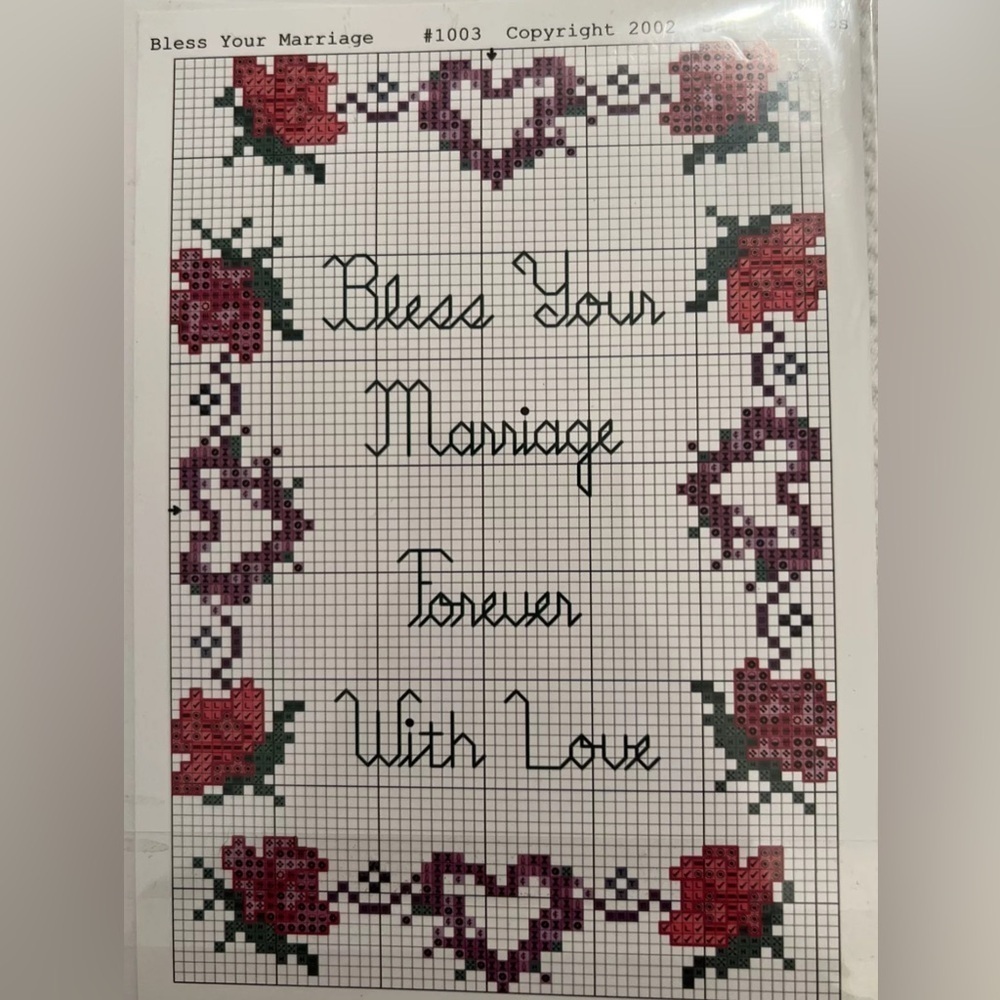 Sandi Phipps Keepsake Card Bless Your Marriage #1003 Counted Cross Stitch Kit - Picture 2 of 3
